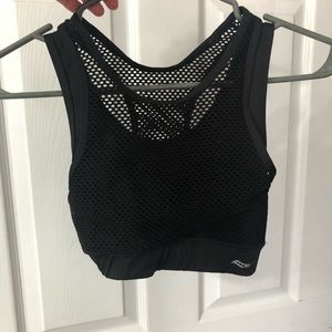 Saucony mesh overlay sports bra size small black